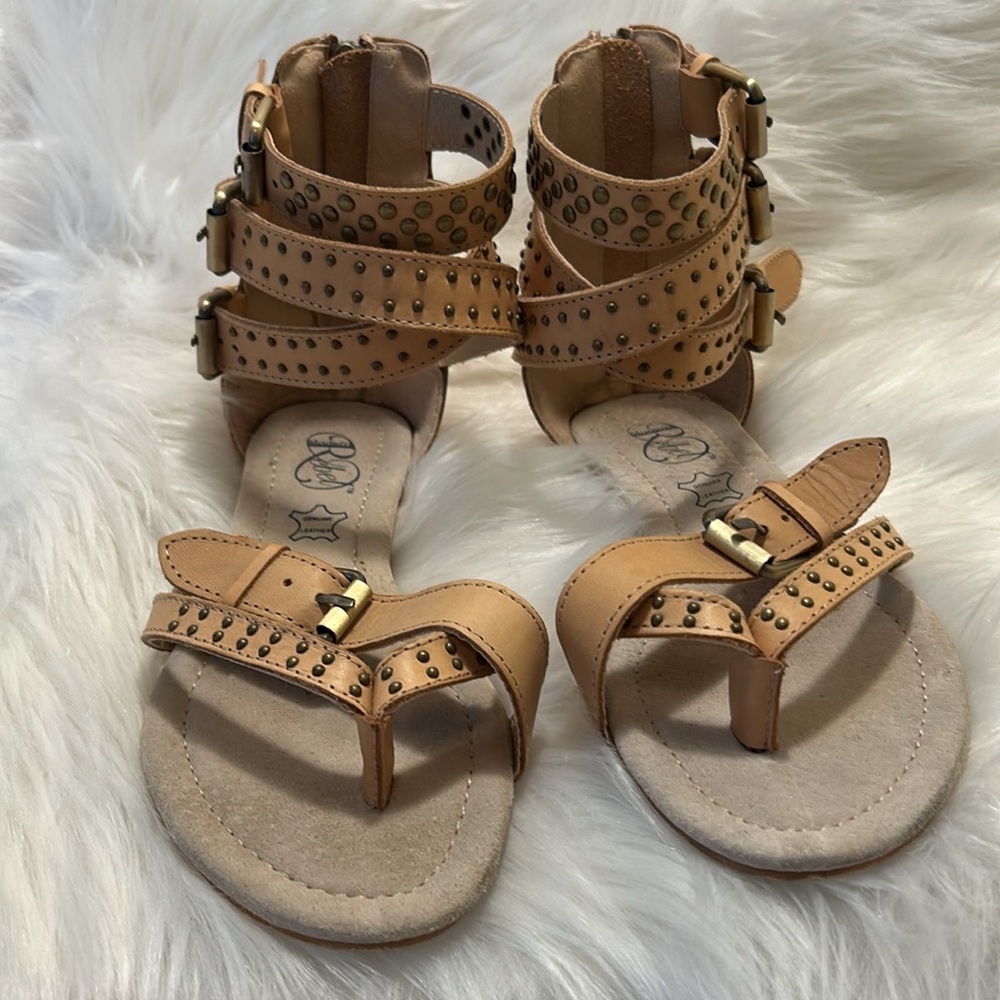 MODERN REBEL Tan genuine leather Strappy GLADIATOR Sandals.